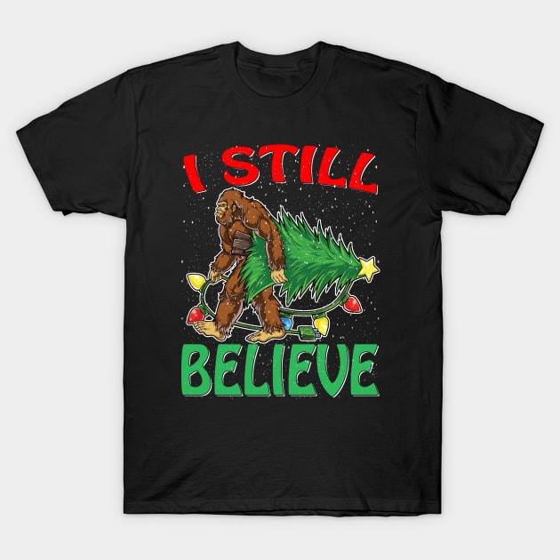 Bigfoot Sasquatch Yeti Believe santa hat Christmas Pajamas T-Shirt VER1 T-Shirt by intelus